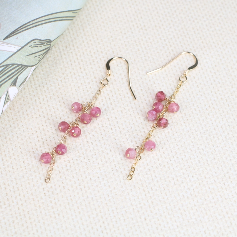 Coai ピンクトルマリン スレッダードロップ 10月誕生石開運お守り パワーストーンイヤリング