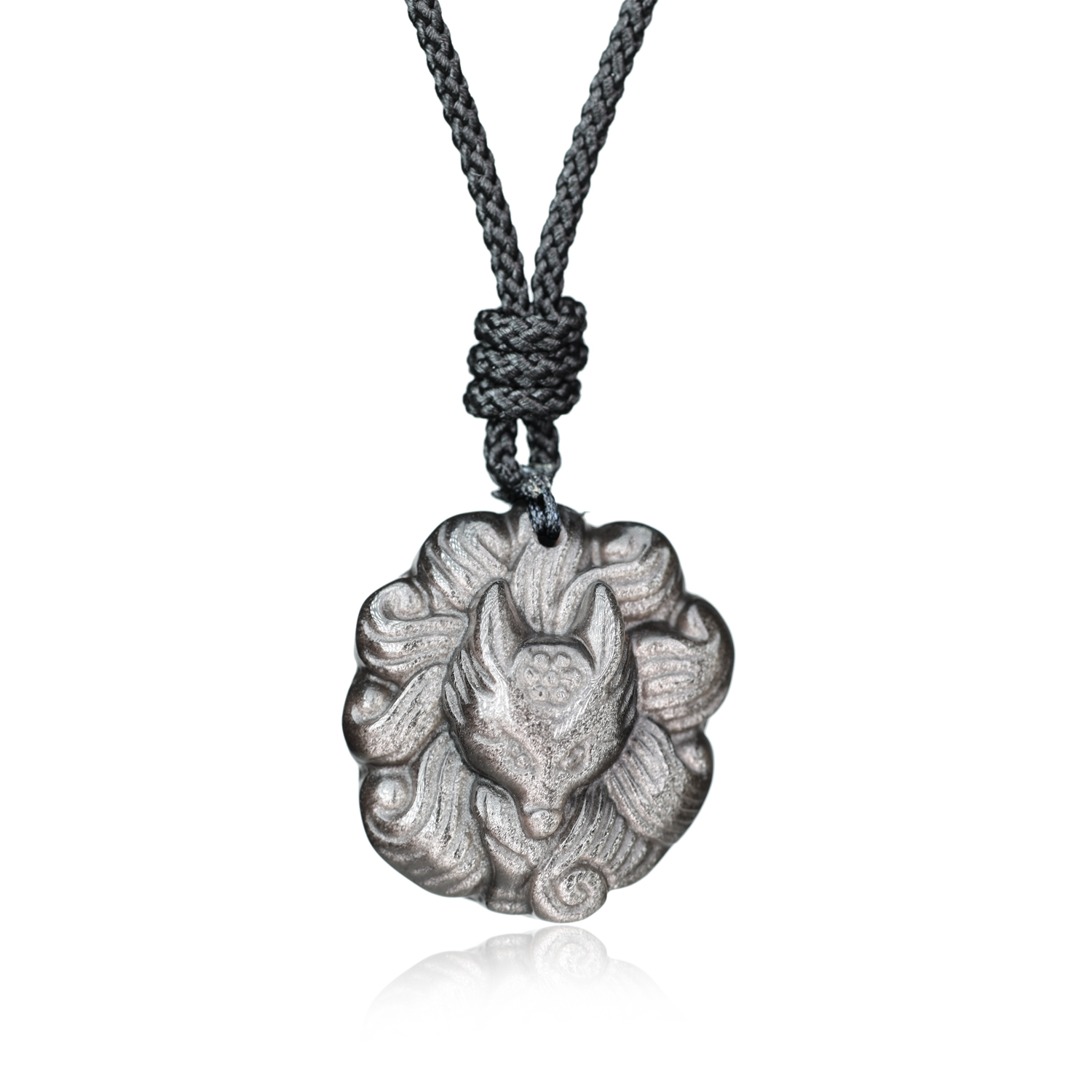 シルバー オブシディアン 九尾 高品質 手彫り シルバー オブシディアン 九尾 高品質 手彫り