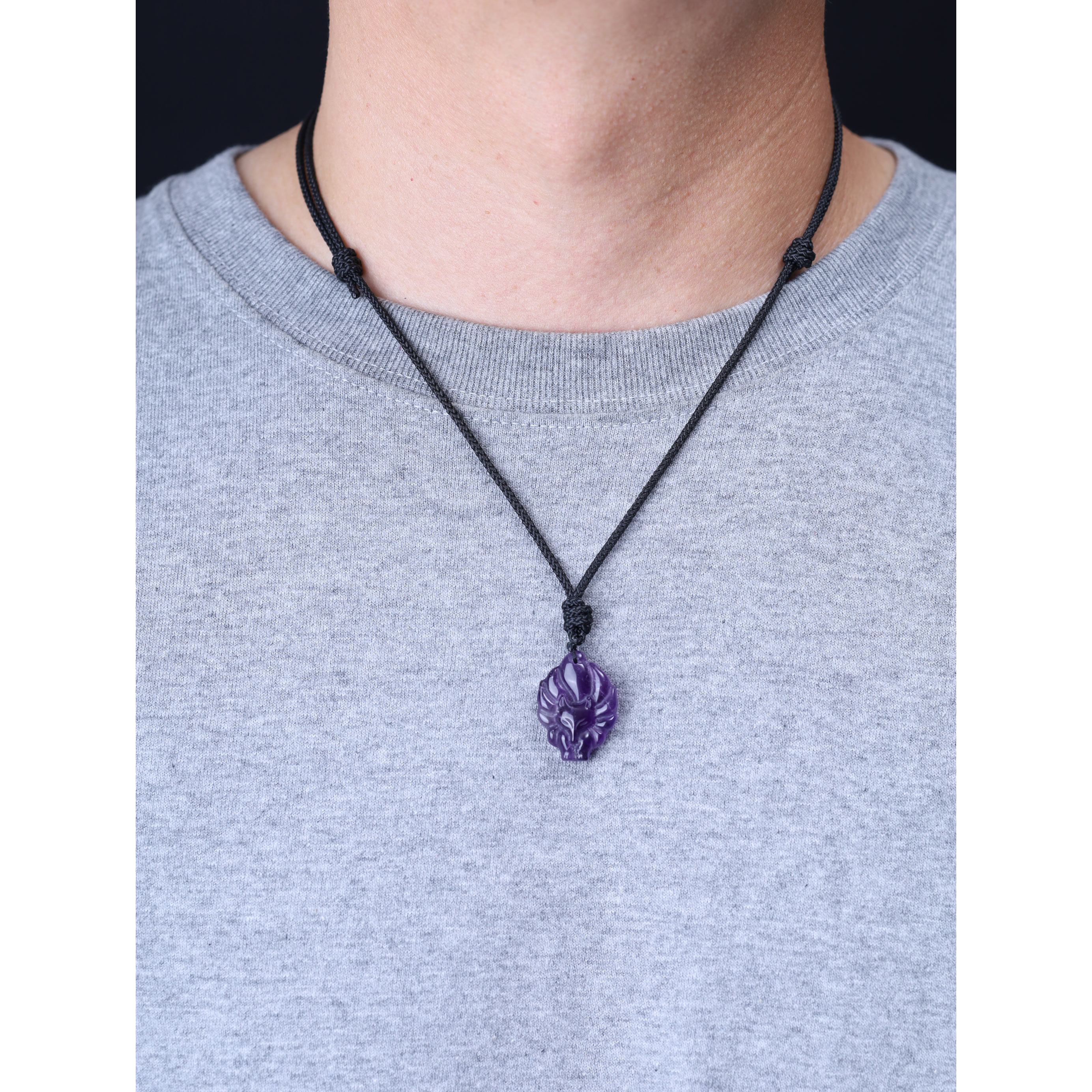 アメジスト 紫水晶 九尾 天然石ペンダント ネックレス 2月誕生石 高品質