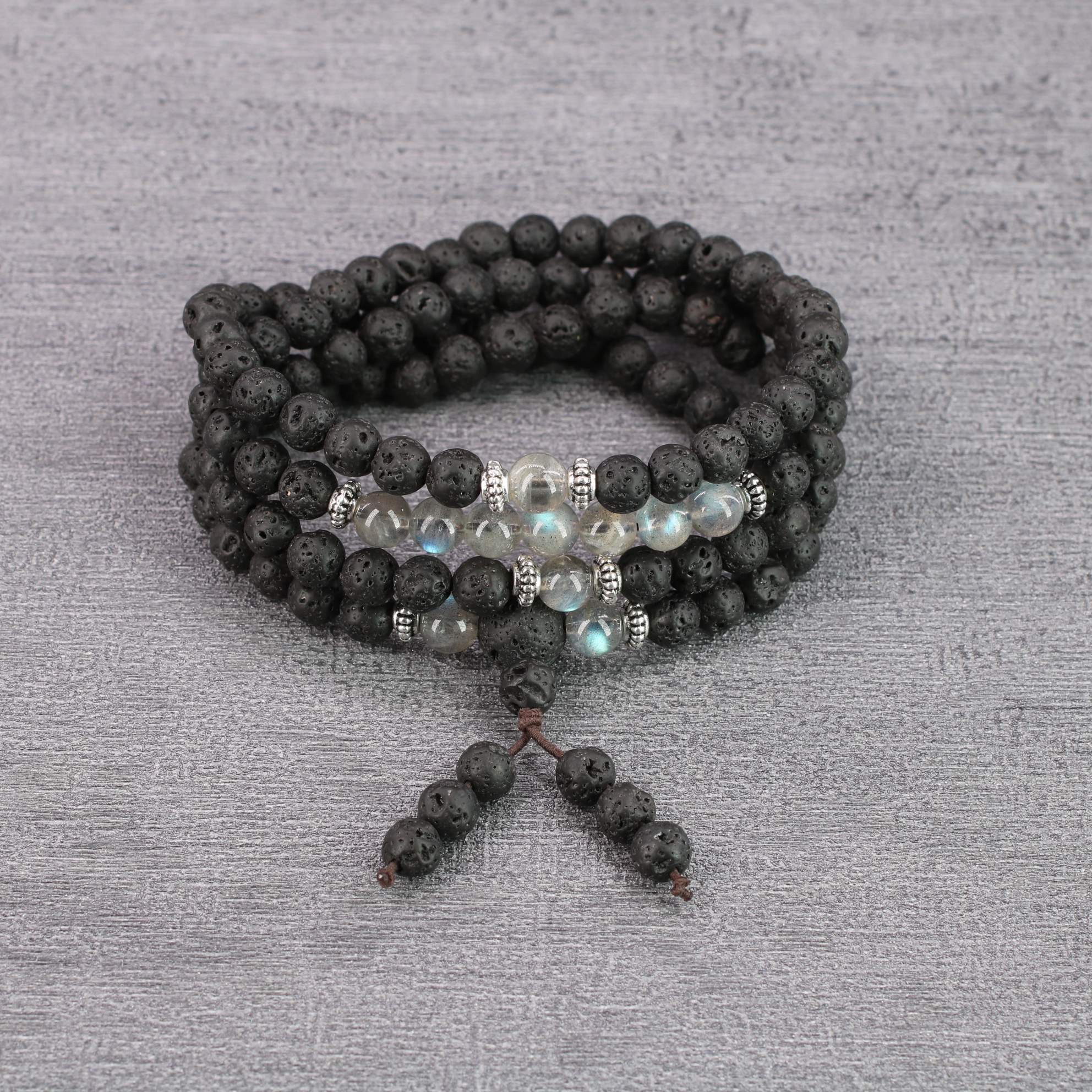 即決 1028e329 天然石★【45Aラブラドライト】★回紋珠ブレス 10mm（新品） ブレス ムーンストーン（ホワイトラブラドライト）＜インド産＞ 丸