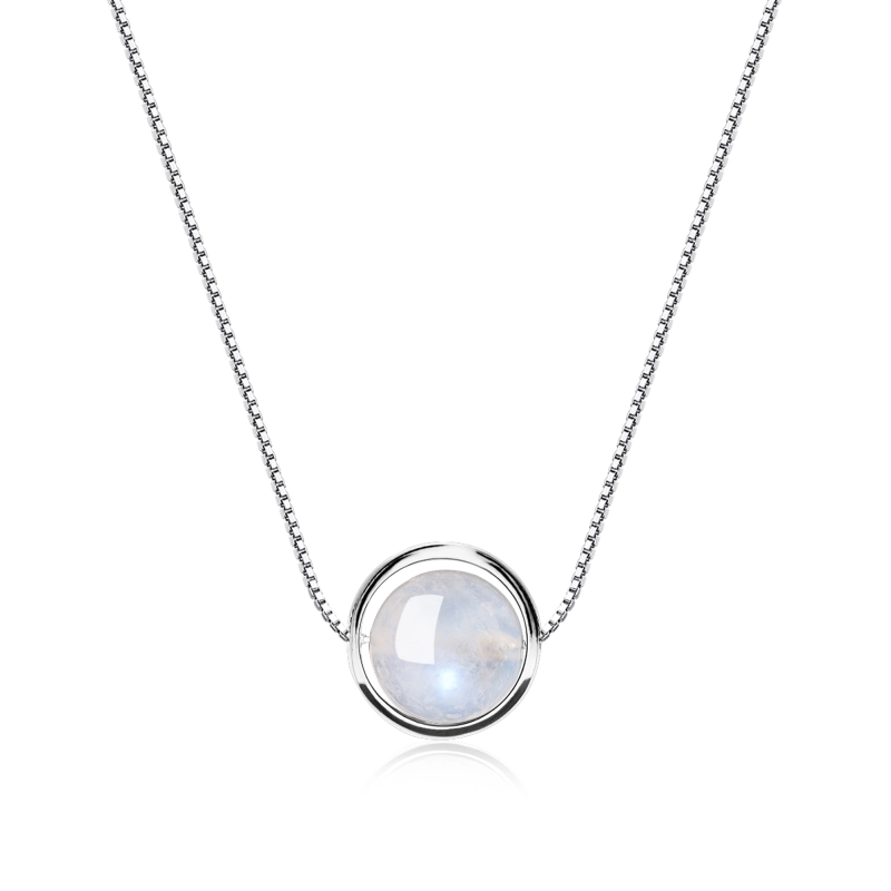 Perle-Anhänger-aus-Mondstein-Silberkette-COAI | Kettenanhänger