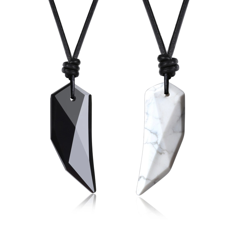COAI-Geschenkideen -Yin-Yang-Glückskette-Spitzer-Anhänger-aus-Obsidian-und-Howlith-Amulett-Wolfszahn-Halsketten-für-Partner