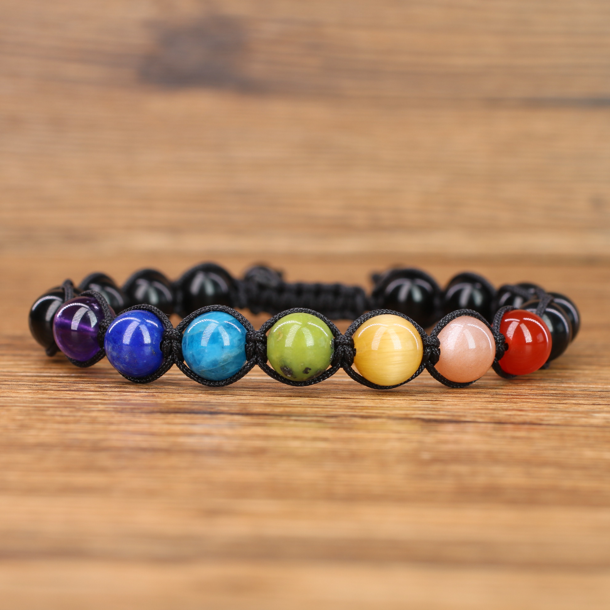 K fai da te per collana con ciondolo in pietra naturale con 7 chakra in macramè all'ingrosso