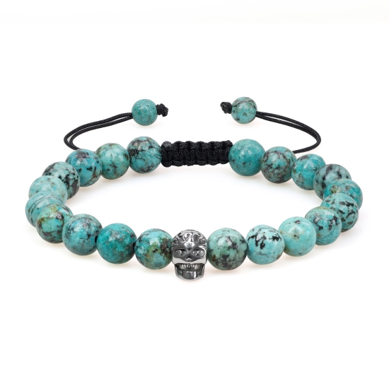 Bracciale Heishi 4 Mm In Turchese Africano E Malachite - SIXTY STONES - Pietre Naturali Con Acciaio Placcato Oro, Elegante E Regolabile