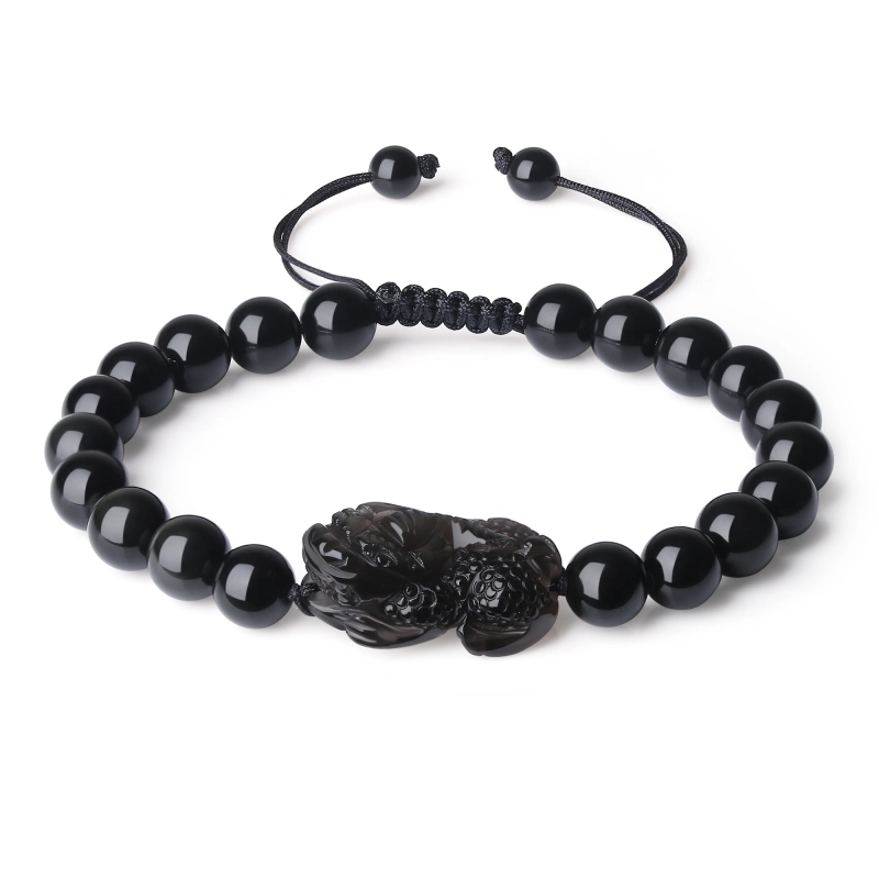 COAI Bracciale Shamballa da Uomo con Perle in Ossidiana e Amuleto Pixiu Intarsiato Bracciale Regolabile in Pietre Naturali COAI Bracciale Shamballa da Uomo con Perle in Ossidiana e Amuleto Pixiu Intarsiato Bracciale Regolabile in Pietre Naturali