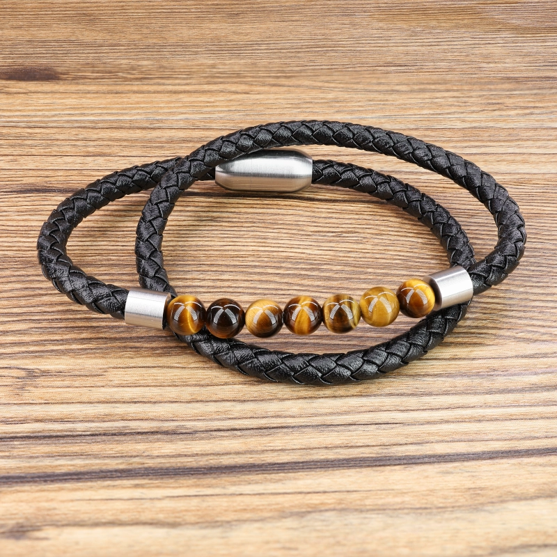 COAI Bracciale Uomo in Ossidiana e Occhio di Tigre Di Marrone
