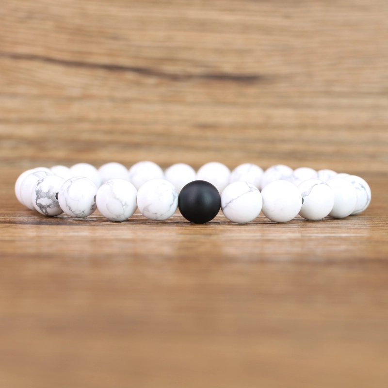 Braccialetti per coppie in onice e howlite, braccialetti per