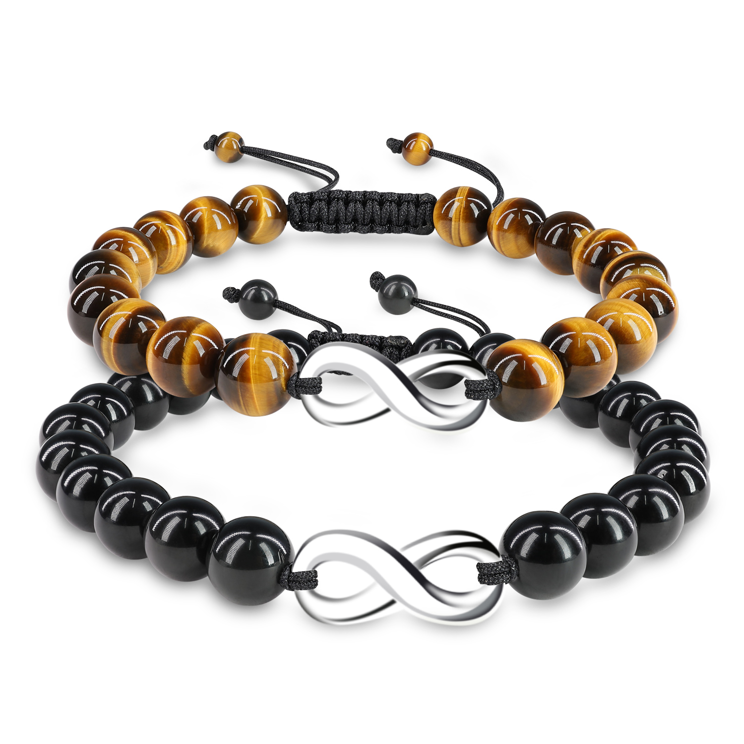 AIUIN Bracelet tress/é en Pierre de Couleur Ajustable Bracelet Cadeau Femme cha/înette Bijoux Poignet D/écoration Cadeau Anniversaire Noel Saint-Valentin