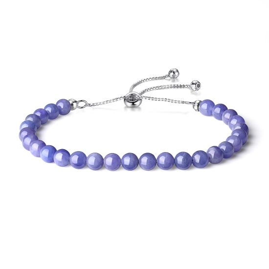 Bracelet En Argent 925 Avec Tanzanite Naturelle Et Perles De Culture - Création Raffinée Rose-Mimosa - Neuf Avec étiquettes