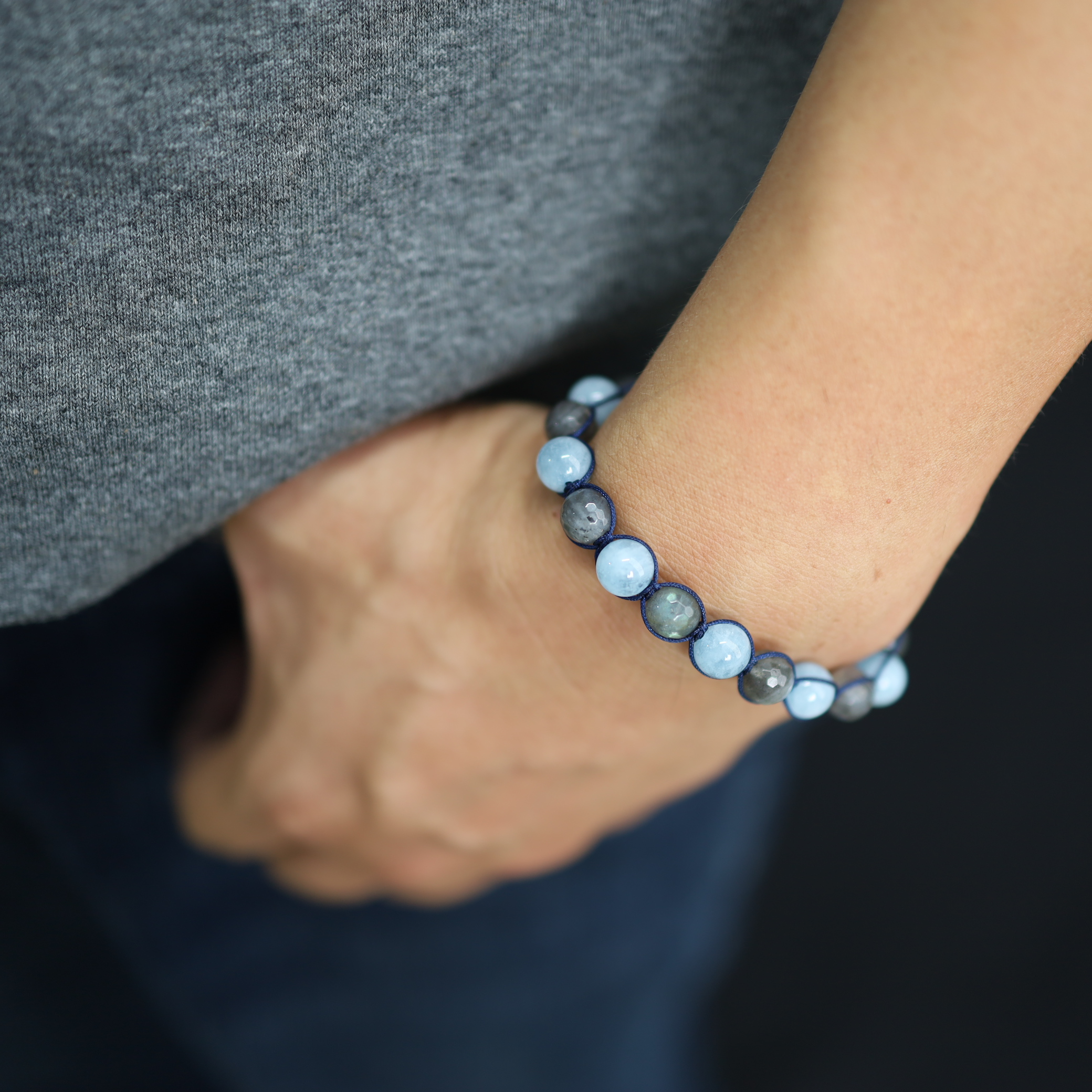 bracelet homme aigue marine