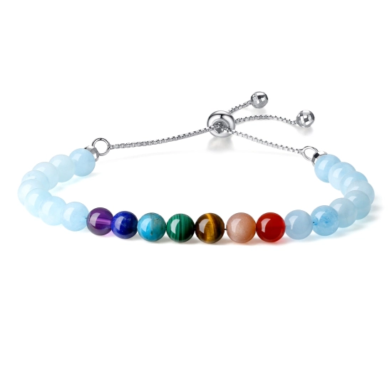 Kakonia 12Pcs Crystal Bracelet Set Chakra Bracelet for Women Men