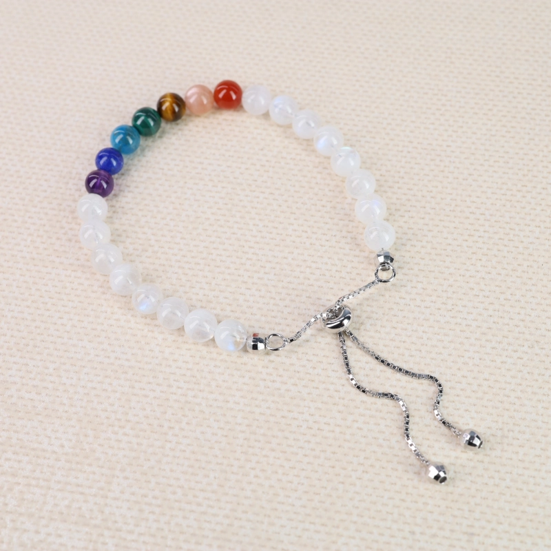 COAI-Women's-925-Sterling-Silver-7-Chakra-Moonstone-Slider-Bracelet COAI-Women's-925-Sterling-Silver-7-Chakra-Moonstone-Slider-Bracelet