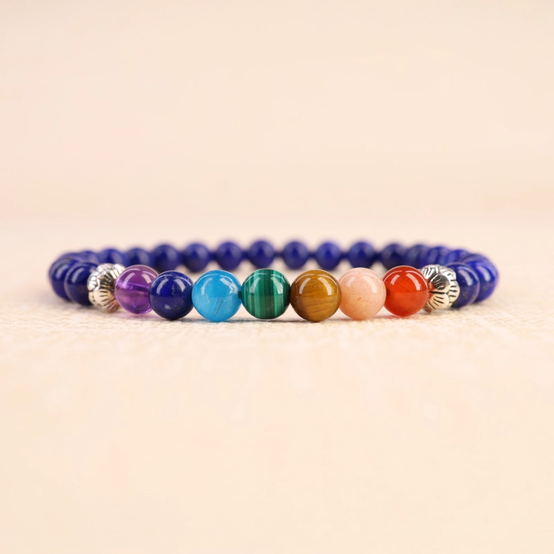 SIXTY STONES Bracciale Chakra Heishi Con Lapislazzuli E Occhio Di Tigre – Bracciale In Pelle Con Pietre Naturali Fatto A Mano