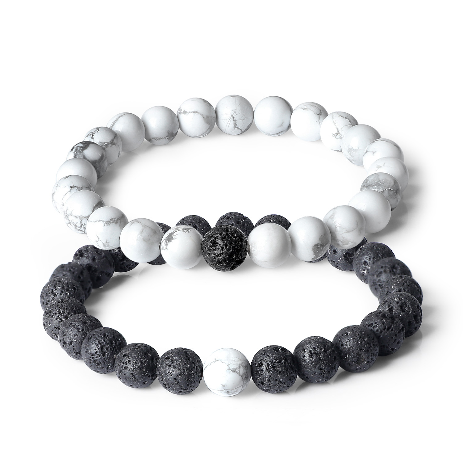 COAI Lava Howlite Yin Yang Stone Bracelets for Couples