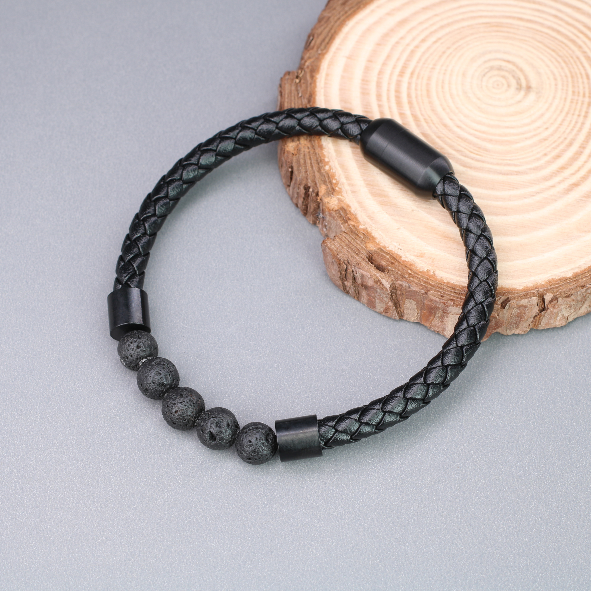 stone and leather bracelets