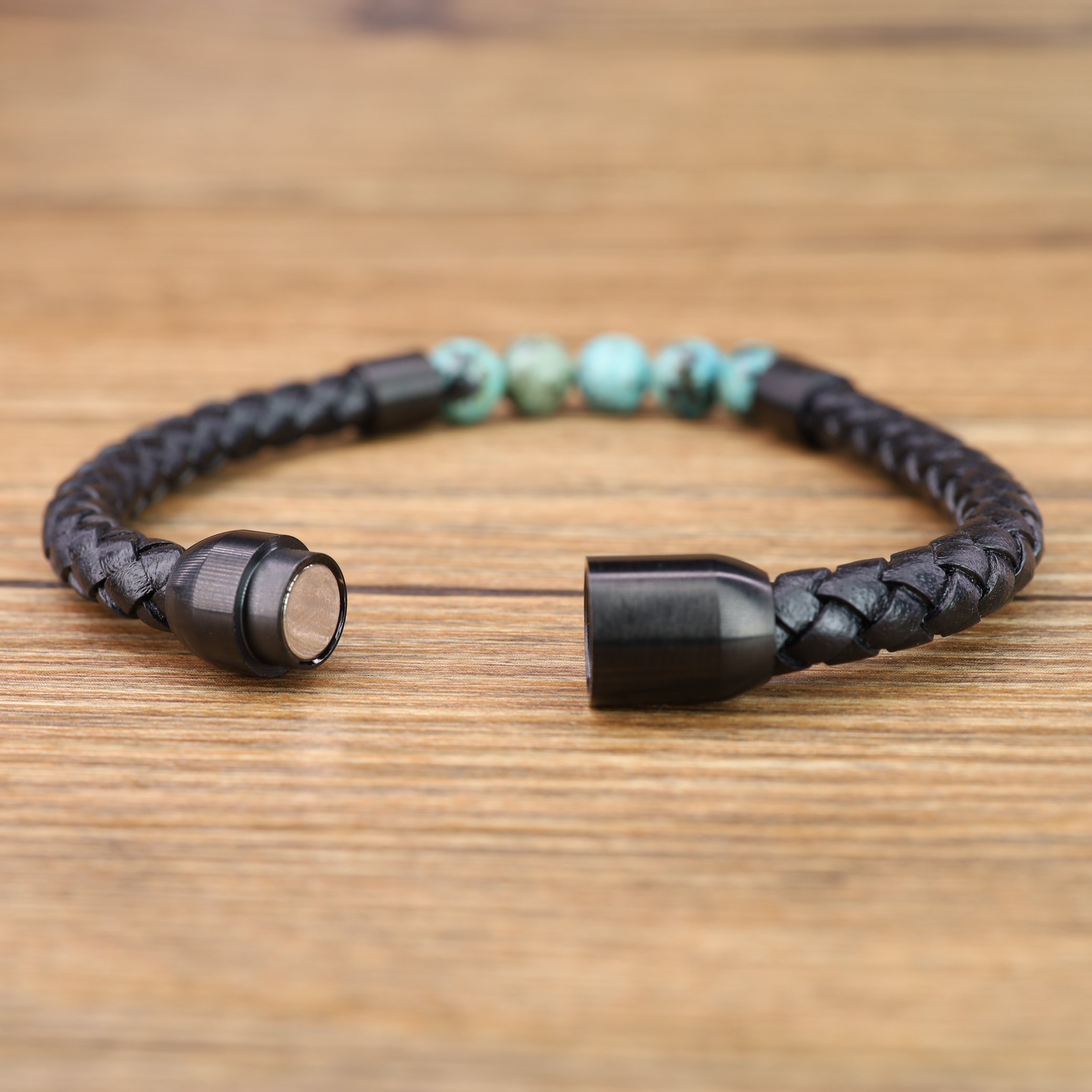 stone and leather bracelets