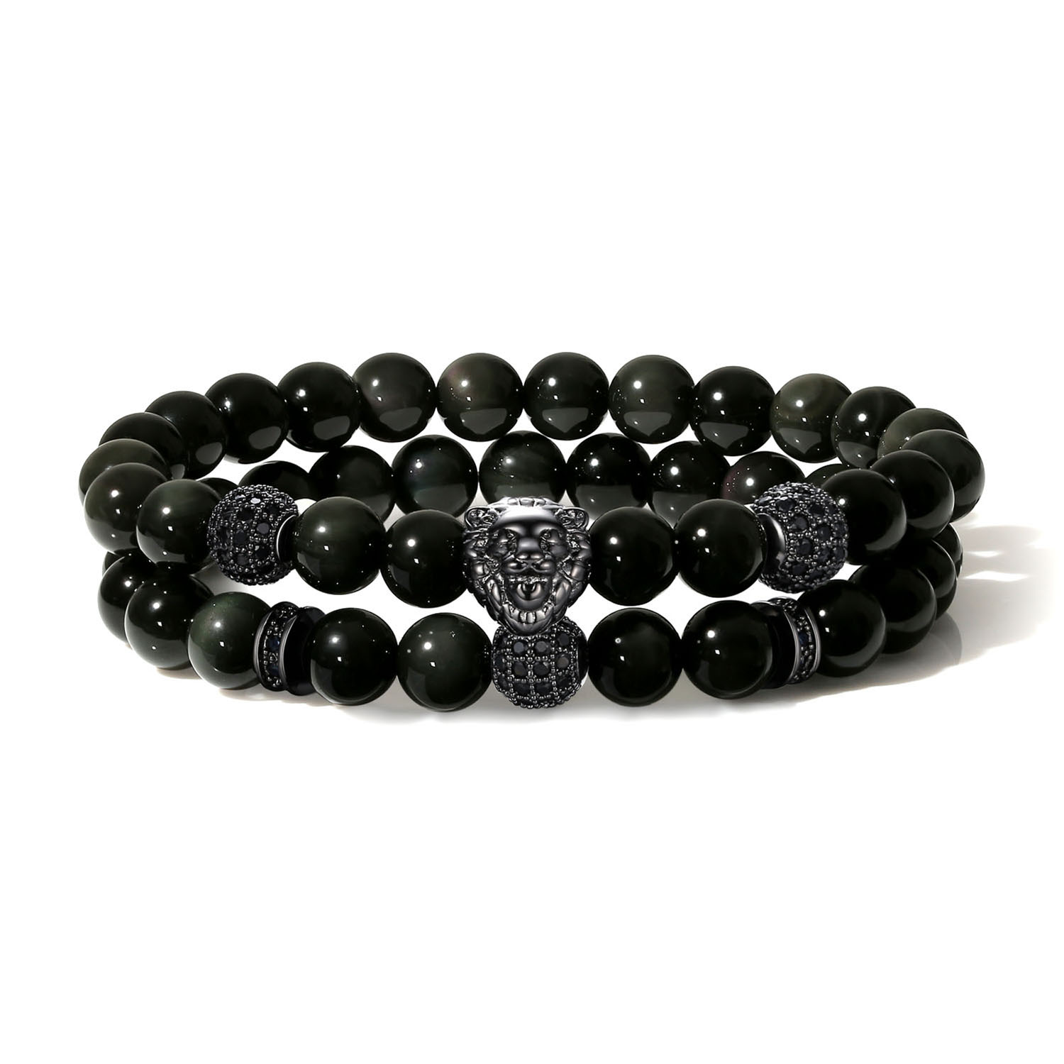 Obsidian Tiger Eye Stone Bracelets for Men Natural Stone Beads Man Bra
