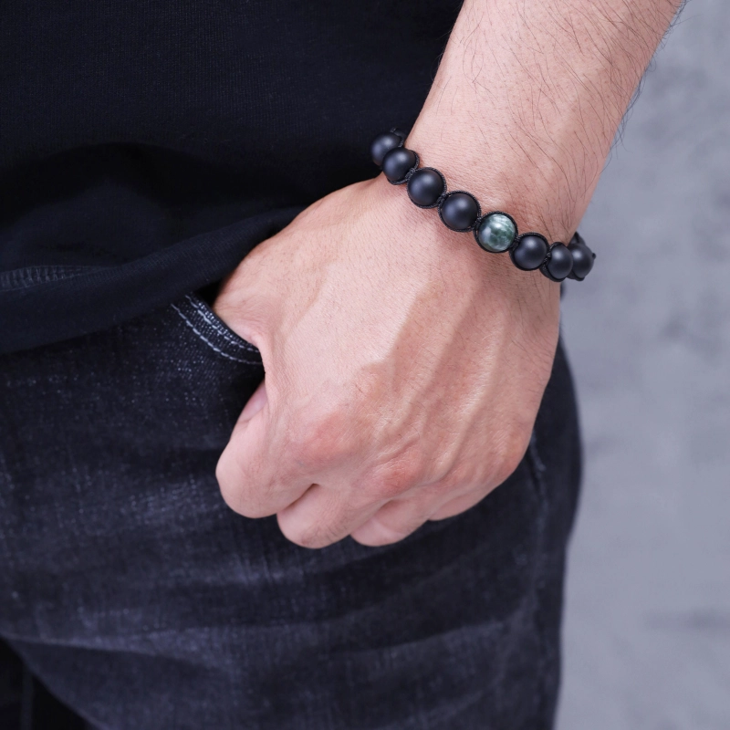COAI Seraphinite Matte Onyx Stone Bracelet for Men