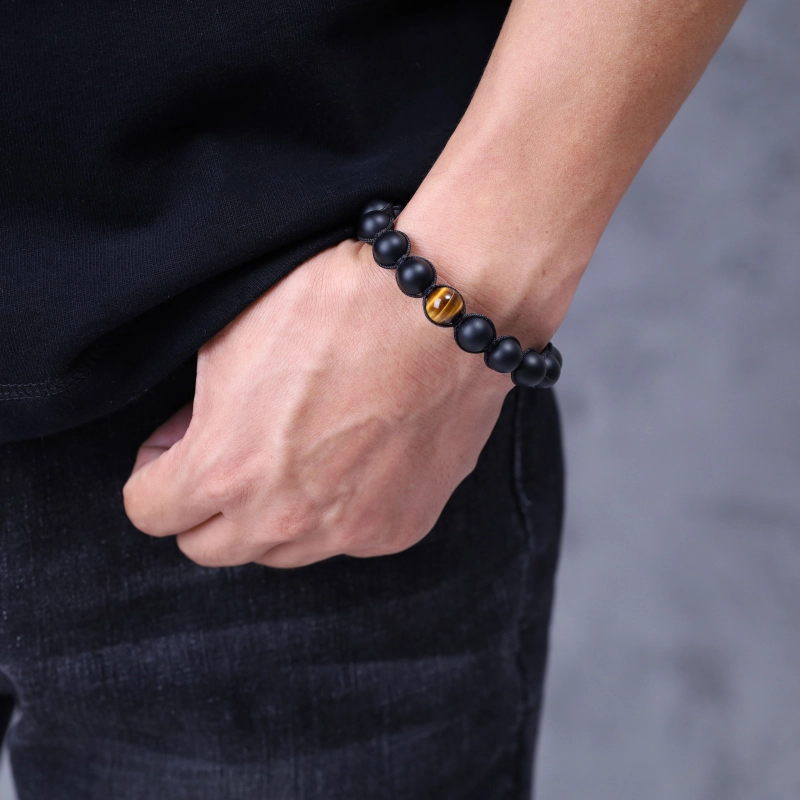 COAI Tiger Eye Matte Onyx Stone Bracelet for Men