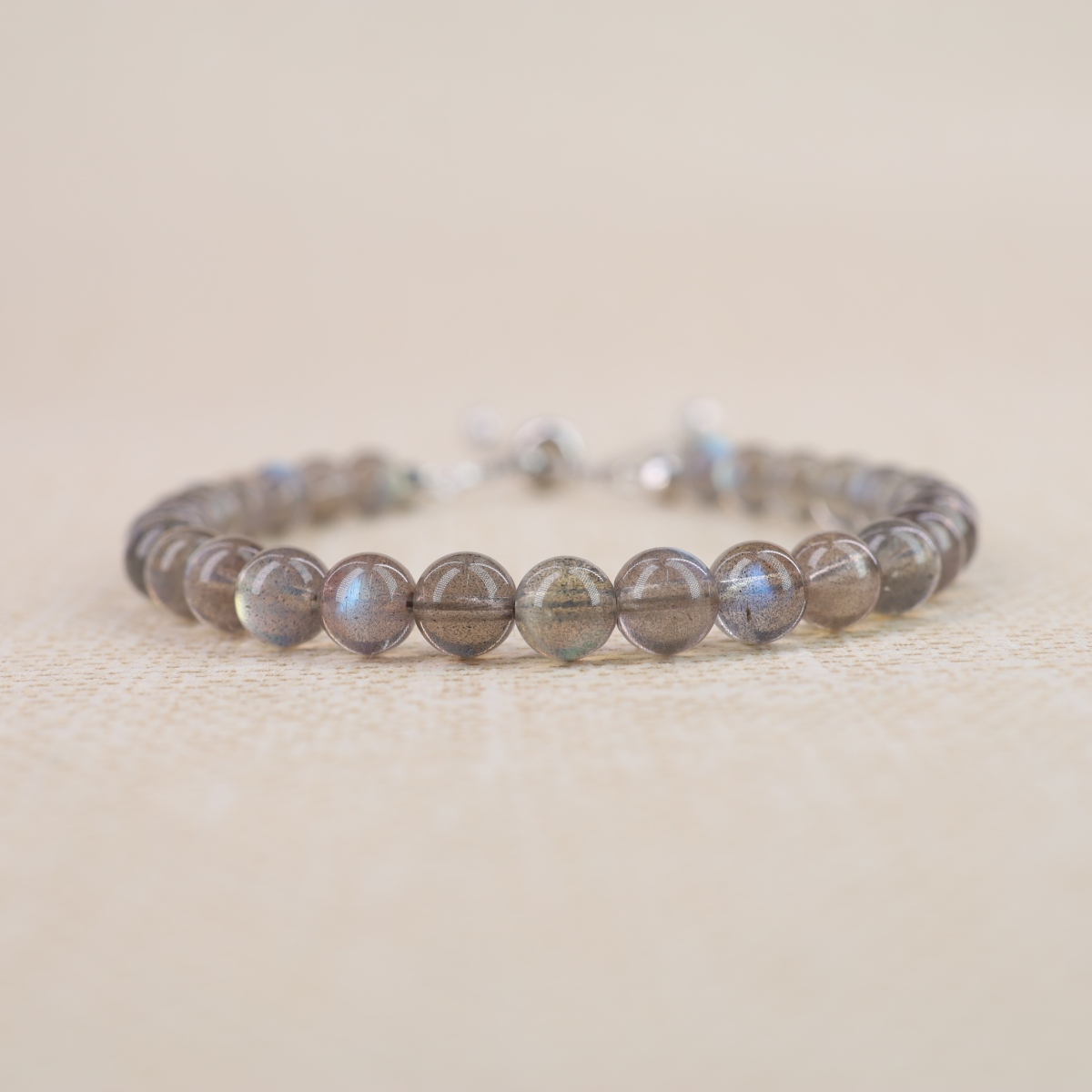 COAI 925 Sterling Silver Labradorite Stone Slider Bracelet for Women