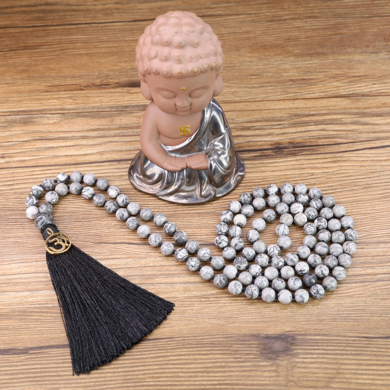 COAI-Collier-Mala-Bouddhiste-Noué-108-Perles-Méditation-10cm