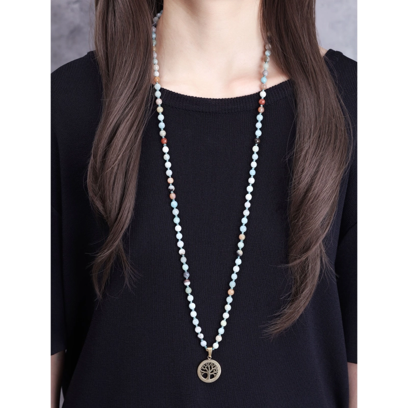 Collana Mala Buddista 108 Perle Naturali COAI - Ciondolo Acciaio Inox, Ideale Per Meditazione E Yoga (Unisex) - Foto 12