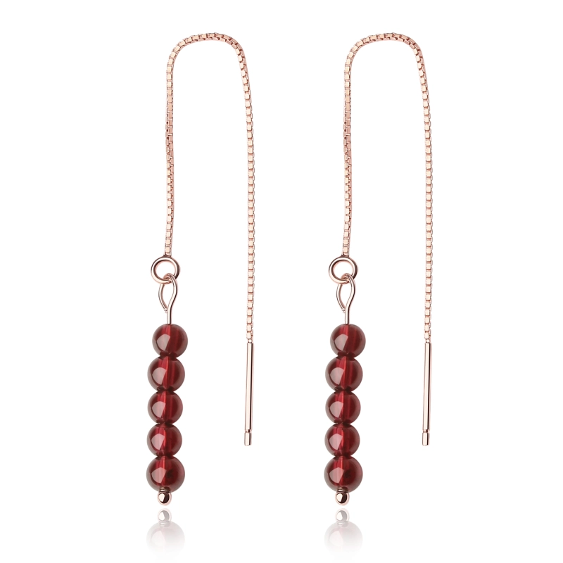 Wish - Gold & Red Beaded Threader Earrings