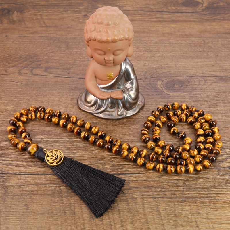 Tigers Eye Mala Beads - Tibetan Buddhist Prayer Beads