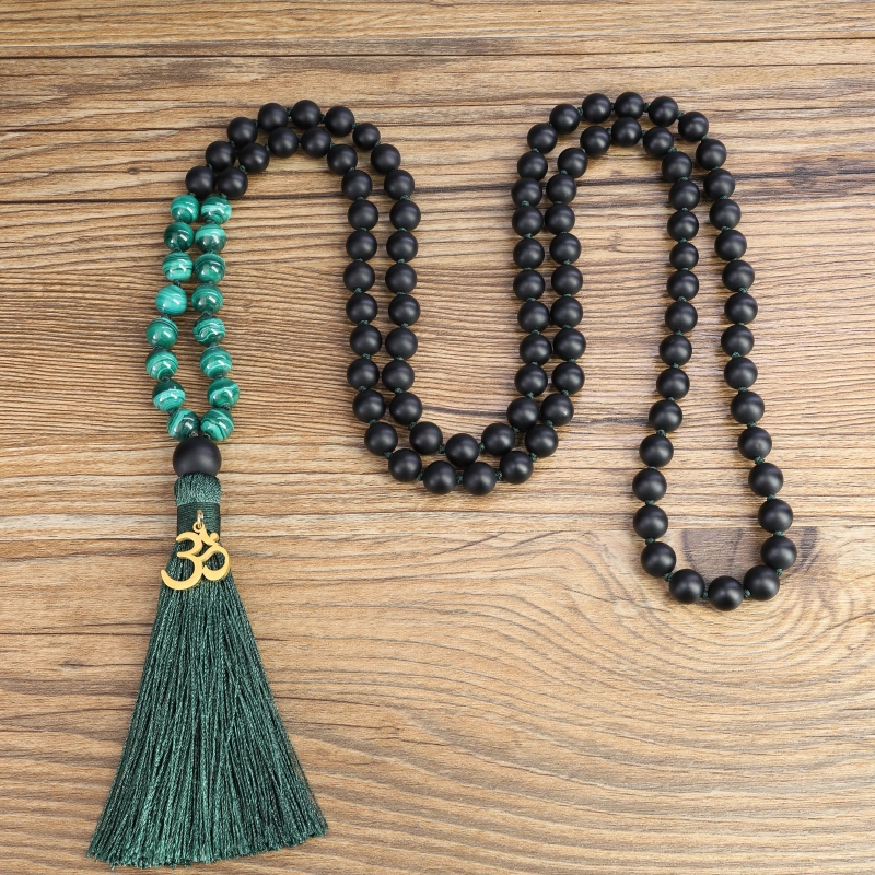 Women Men Natural Stone Turquoise Nepal Clay Tassel Pendant Necklace 8Mm 108 Mala Beads Onyx Tiger Eye Stand Jewelry 