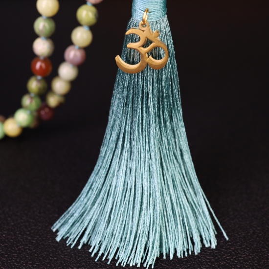 Australian Jade 108 Beads Mala OM Charm