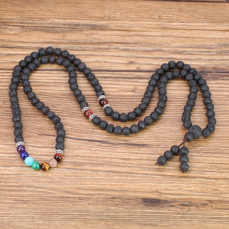 175PCS Chakra Lava Stone Beads for Bracelets,6mm 8mm 10mm Bulk Round Chakra  Beads Loose Healing Gemstone Lava Rock Beads for DIY Bracelet Necklace