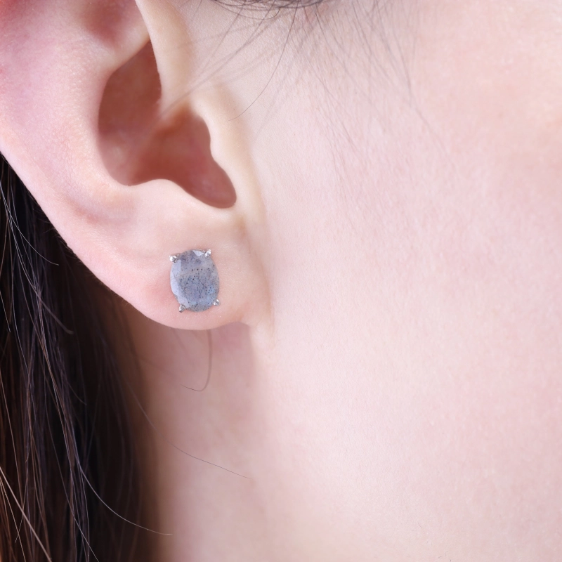 Orecchini in argento sterling 925 con perno 8x6mm Agata di
