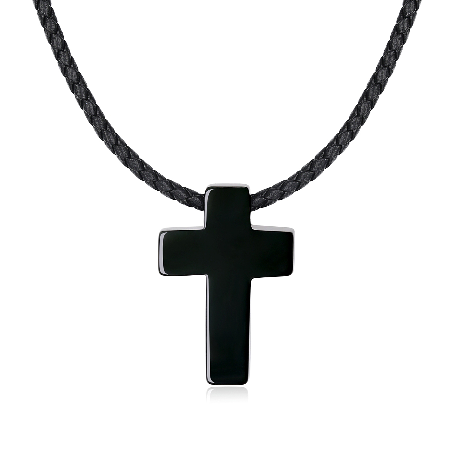 COAI-Religious-Jewelry-Black-Obsidian-Stone-Cross-Pendant-Necklace