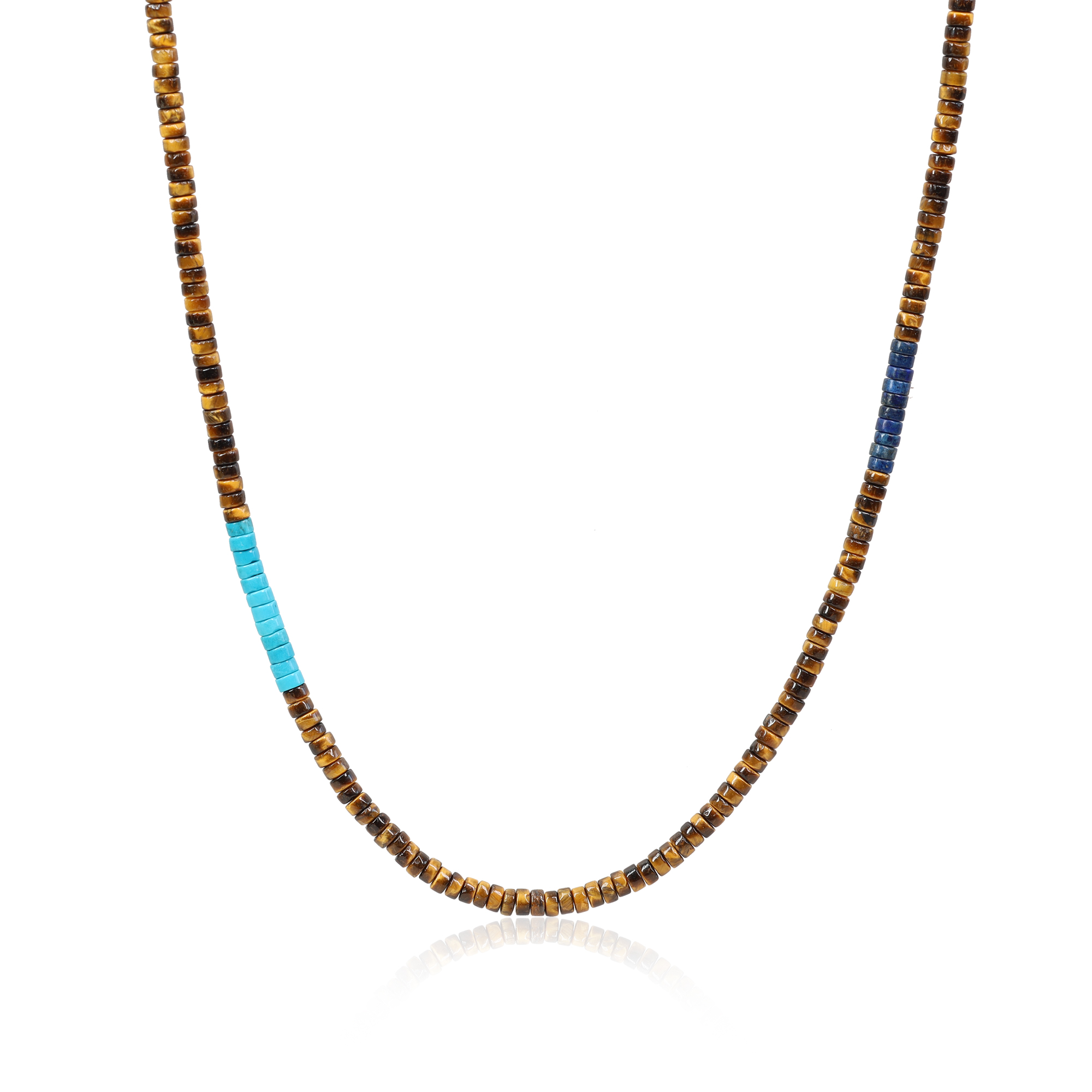 Buy the Black Onyx Fossil Jasper Mens Beaded Necklace | JaeBee Jewelry