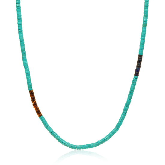 COAI Leren armband met stenen kralen voor heren, 20cm