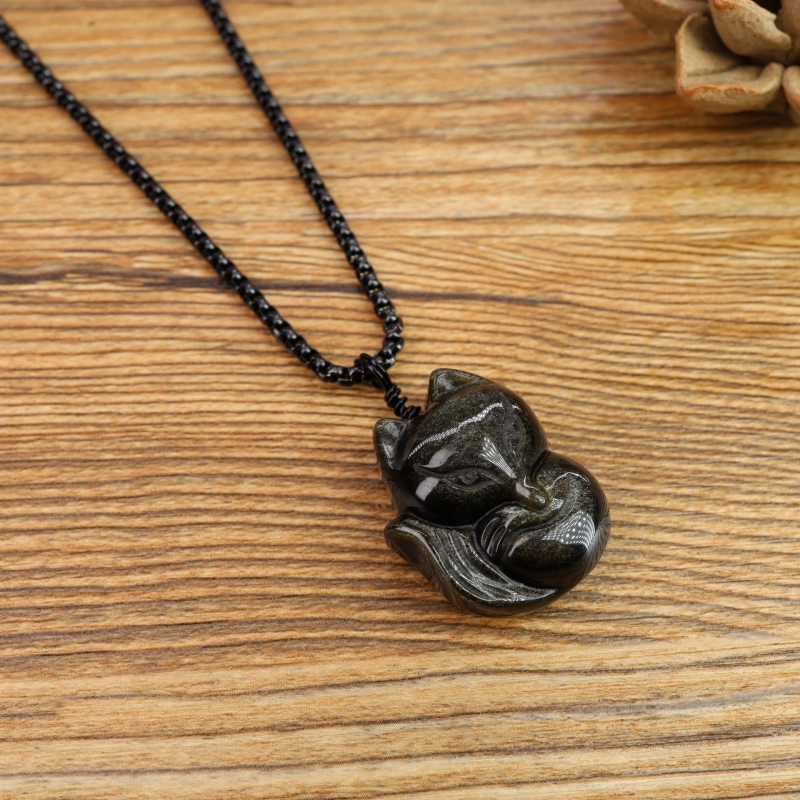 Obsidian fox pendant meaning top