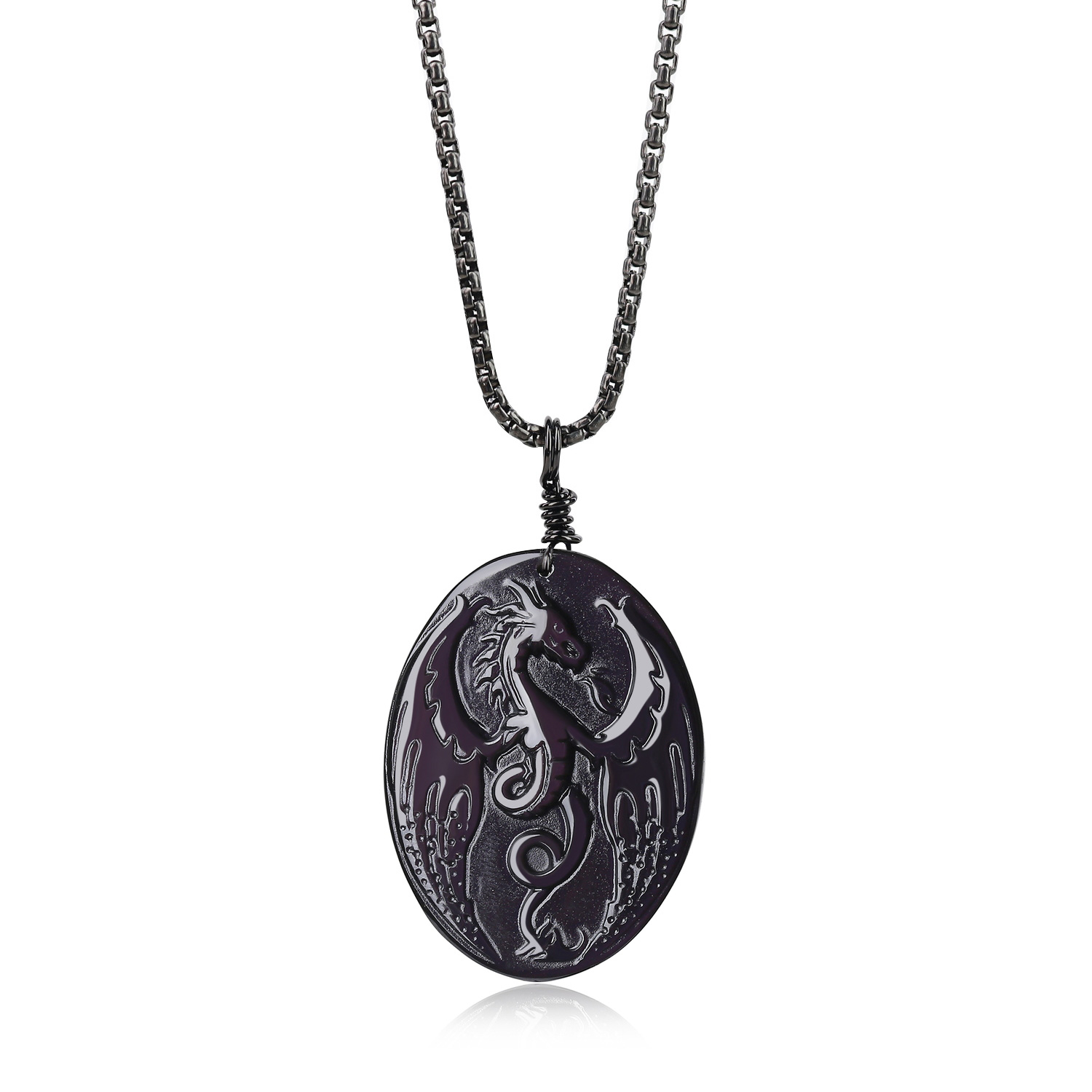 scotland black obsidian necklace dragon