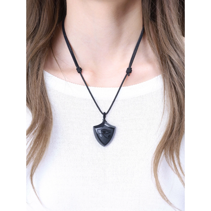 Obsidian shield clearance necklace
