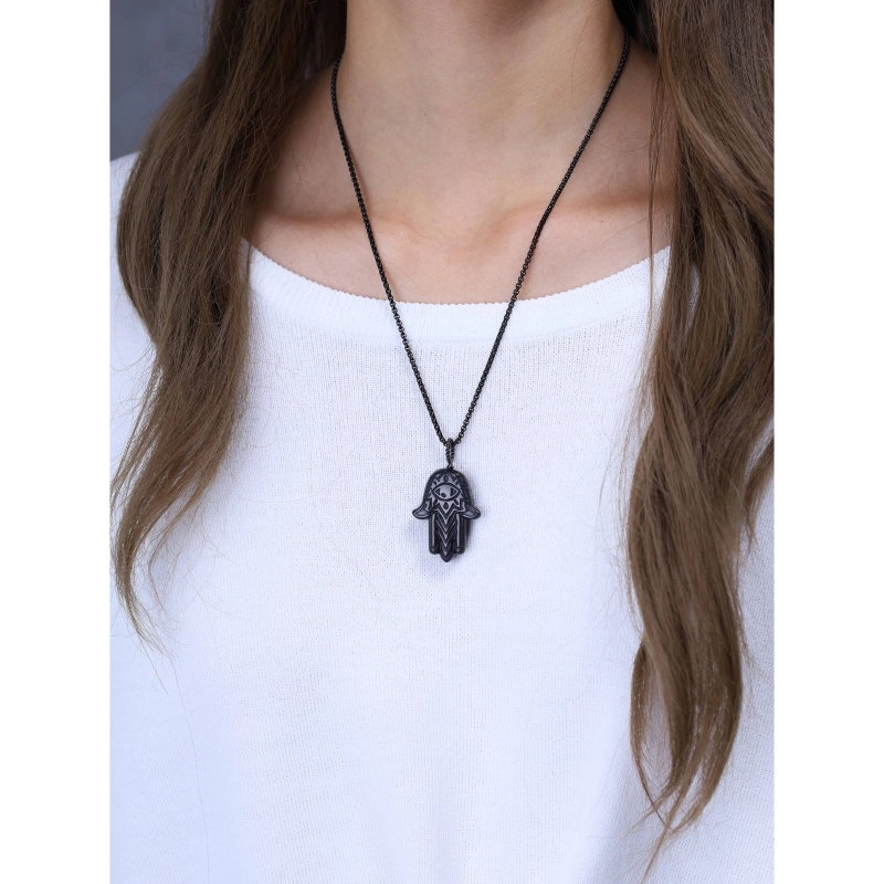 Black outlet hand necklace