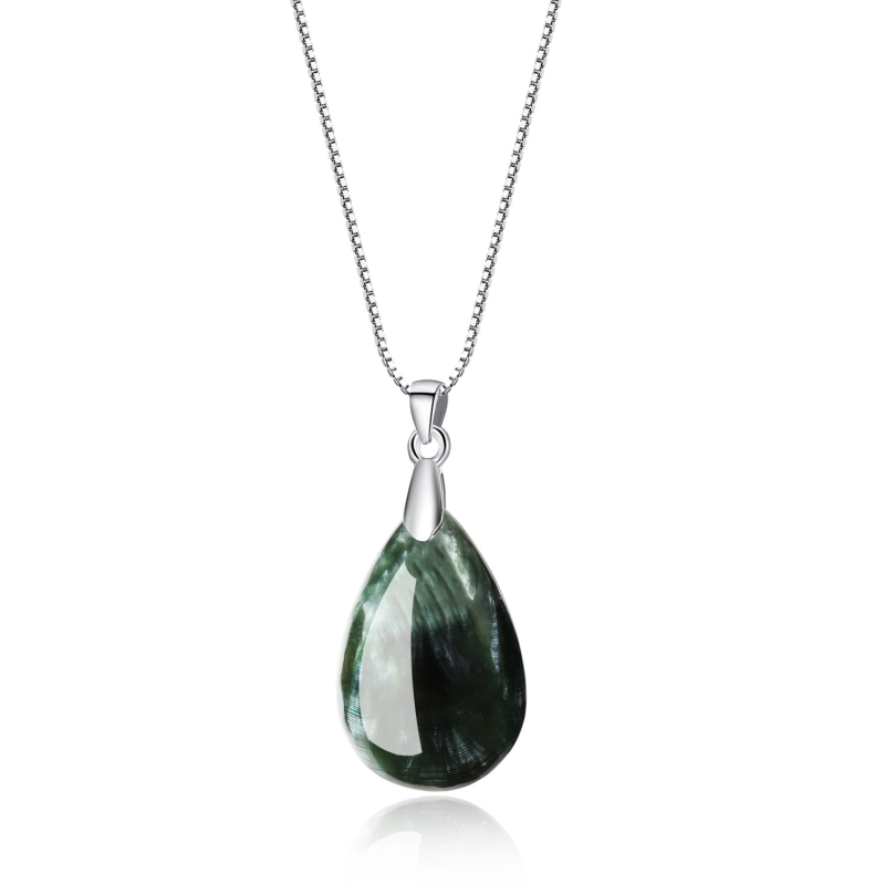 Sterling Silver Seraphinite Teardrop Pendants Sterling Silver Seraphinite Teardrop Pendants