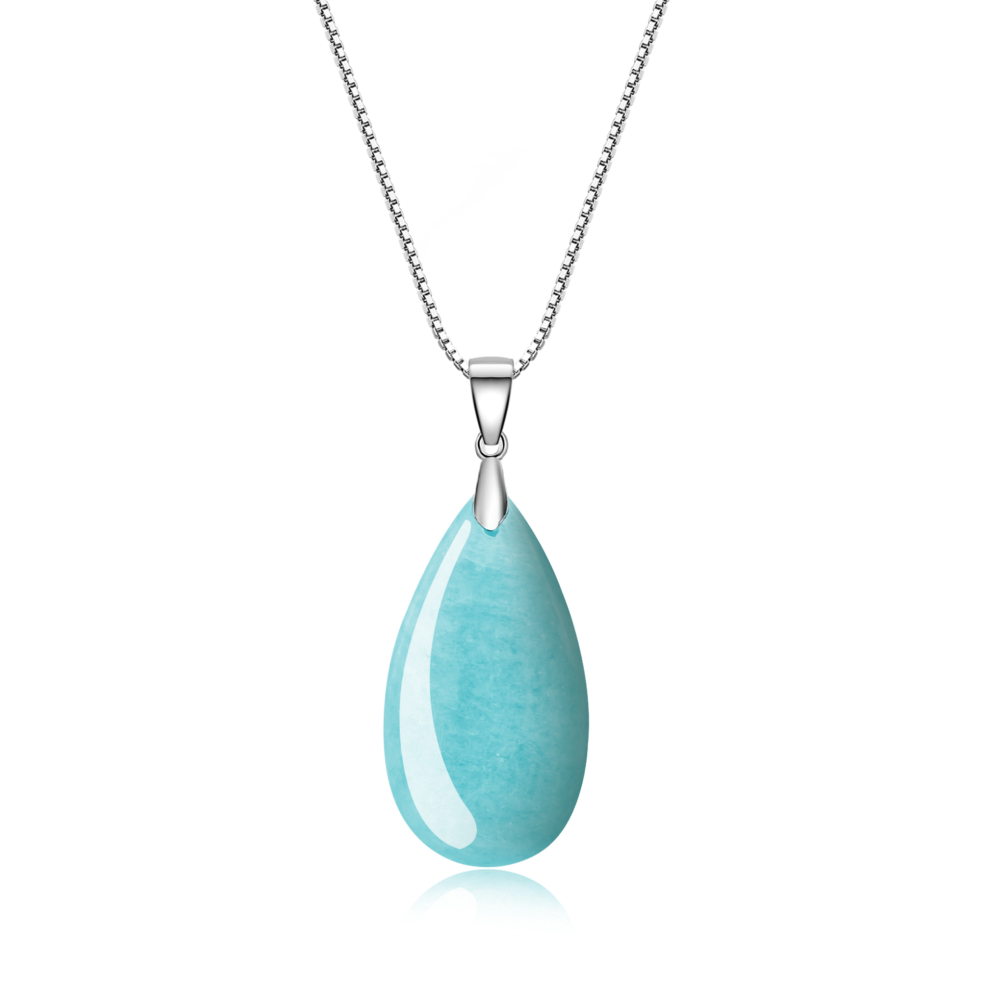 Blue stone silver necklace top