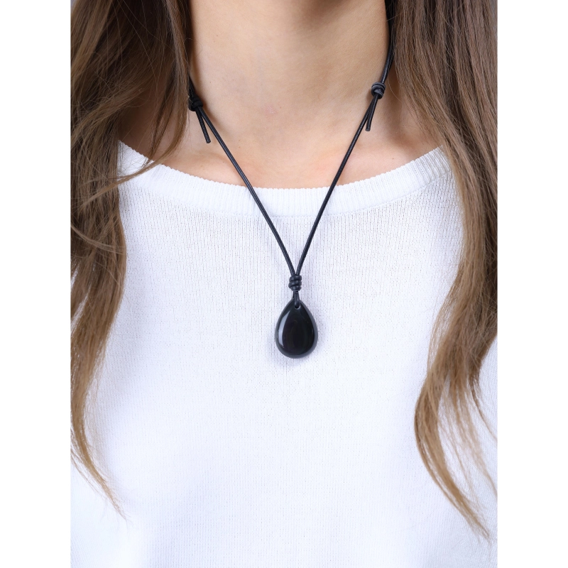 COAI Black Obsidian Stone Pixiu Pi Yao Wealth Pendant Necklace...
