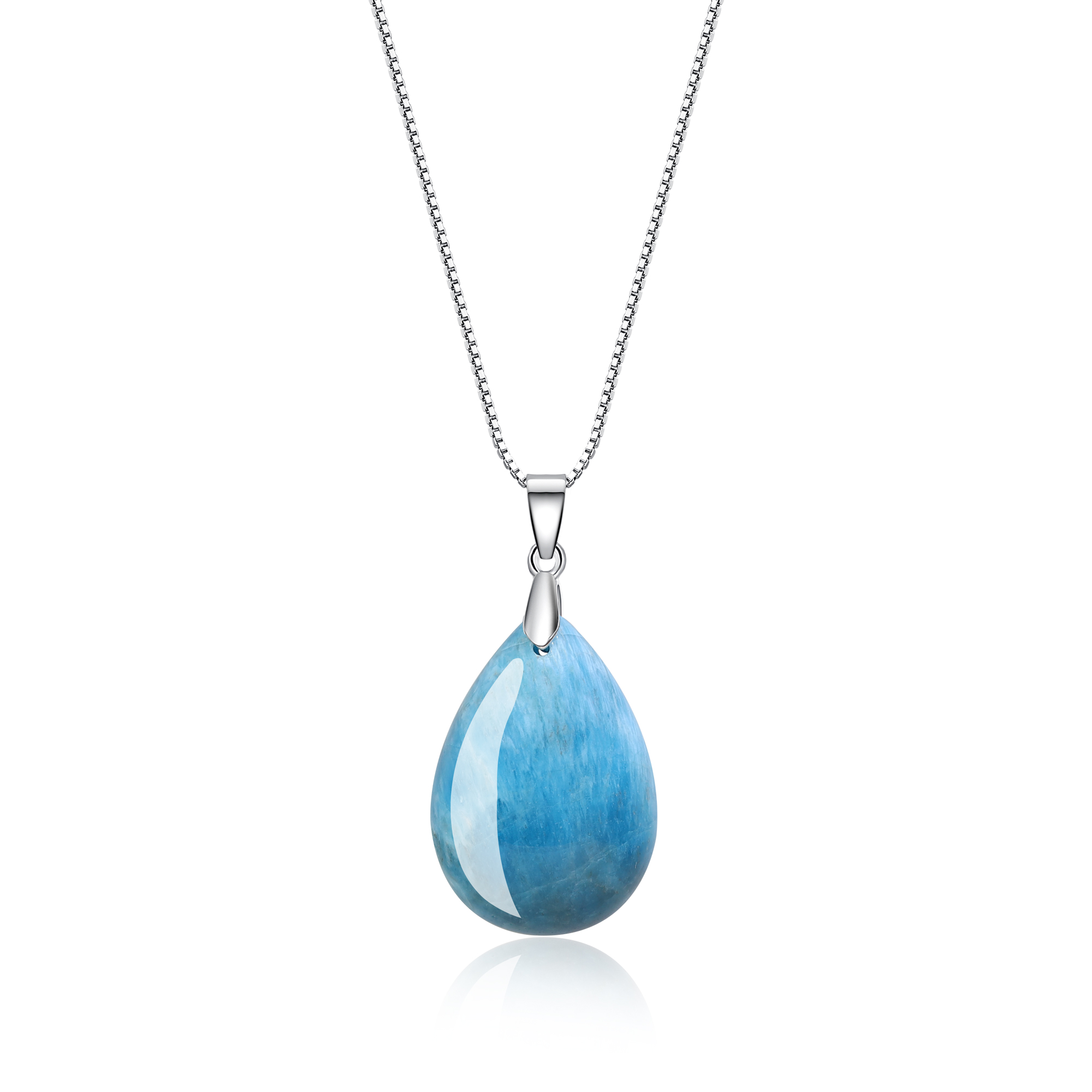 ネックレス・ペンダント Blue Stone Drop Necklace COAI-Apatite-Blue-Stone-Teardrop-Pendant-Silver-Chain