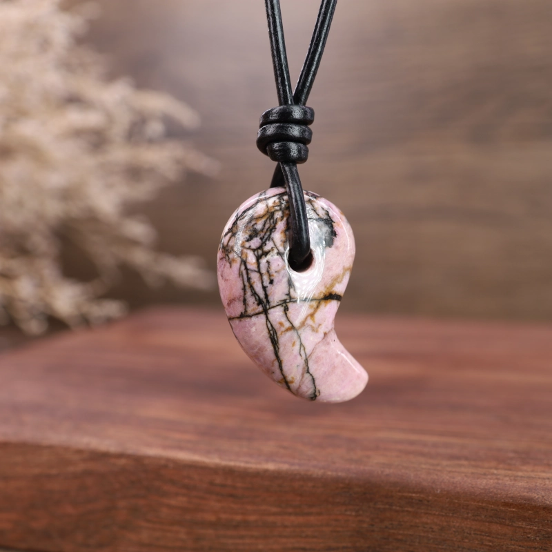 COAI-Japanese-Amulet-Magatama-Black-Veins-Rhodonite-Horn