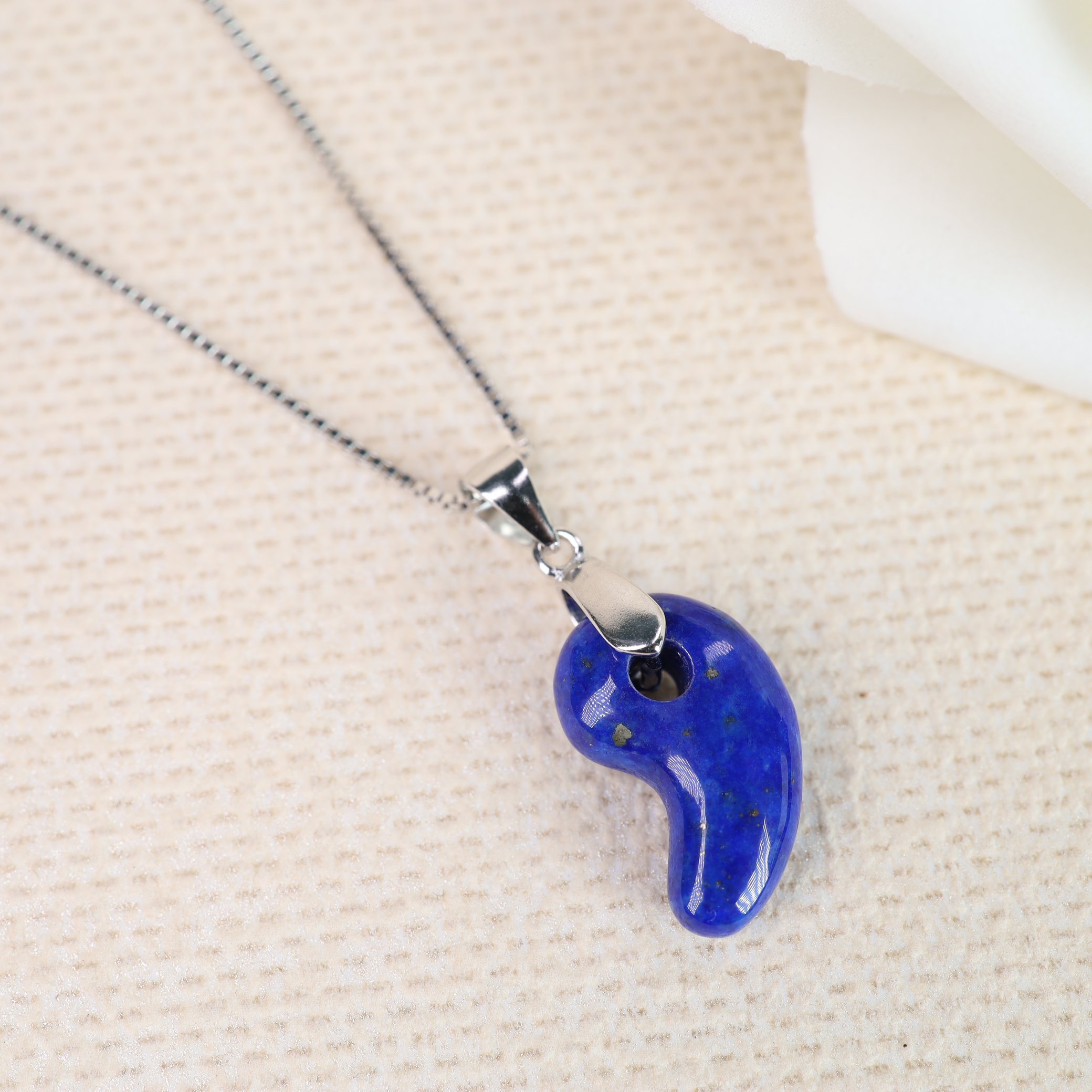 COAI Japanese Magatama Lapis lazuli Stones Grounding Pendant 925