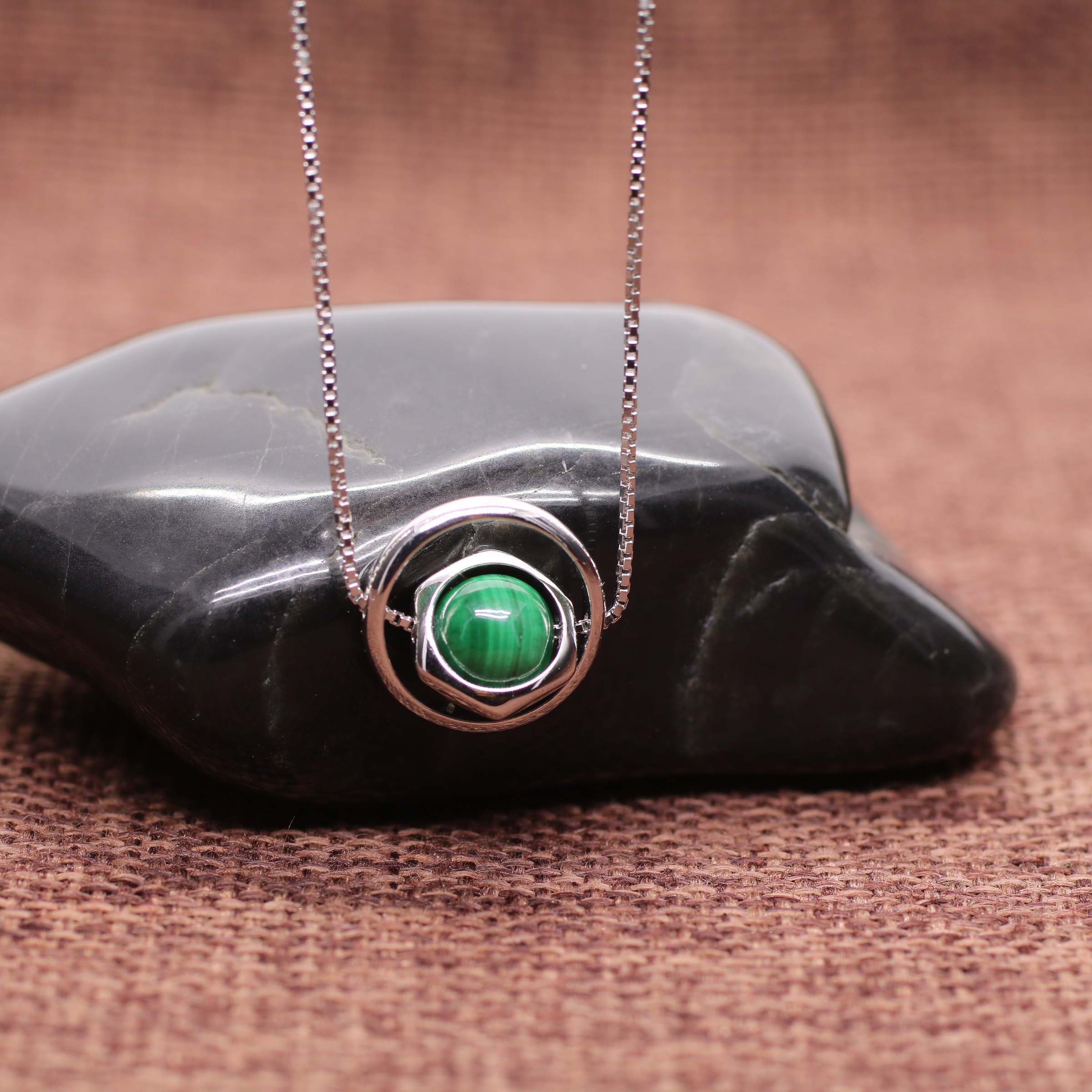 malachite stone necklace
