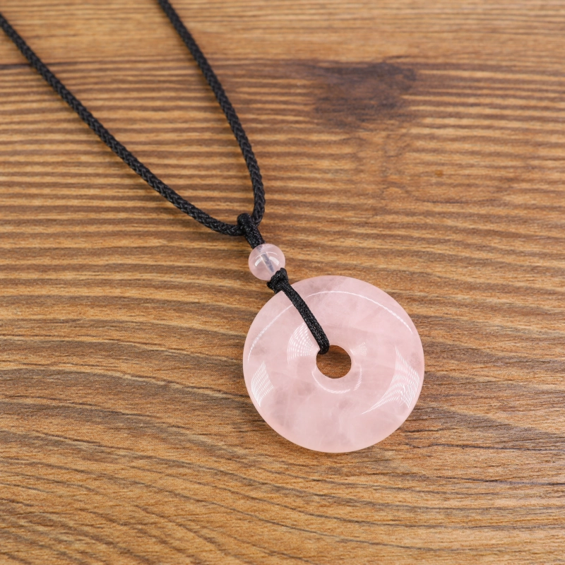 Rose quartz donut clearance pendant