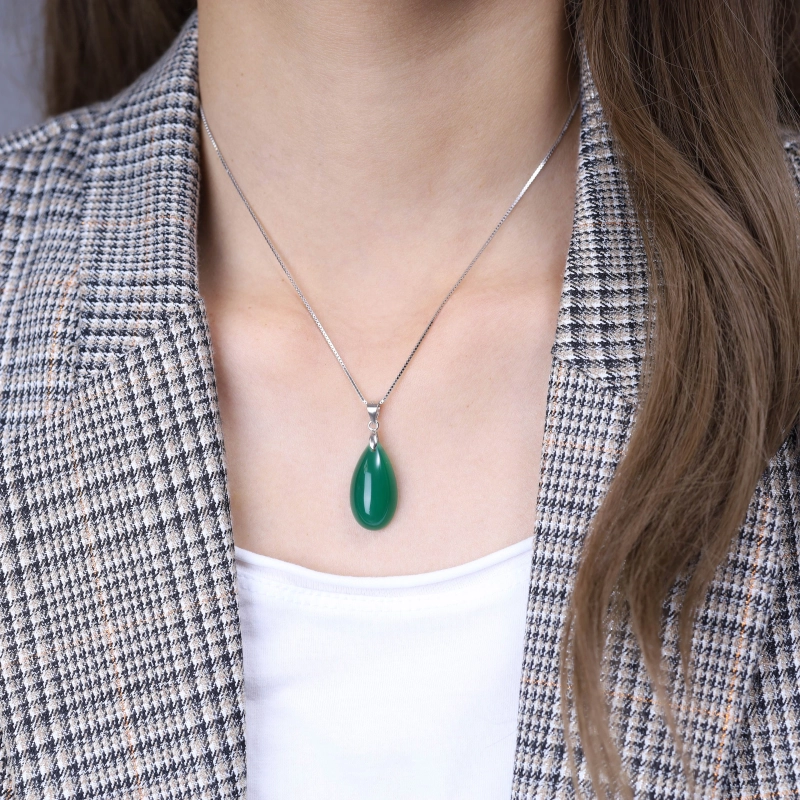 COAI Collana Donna Argento 925 Con Ciondolo Goccia In Pietra Naturale Quarzo Rosa O Agata Rossa
