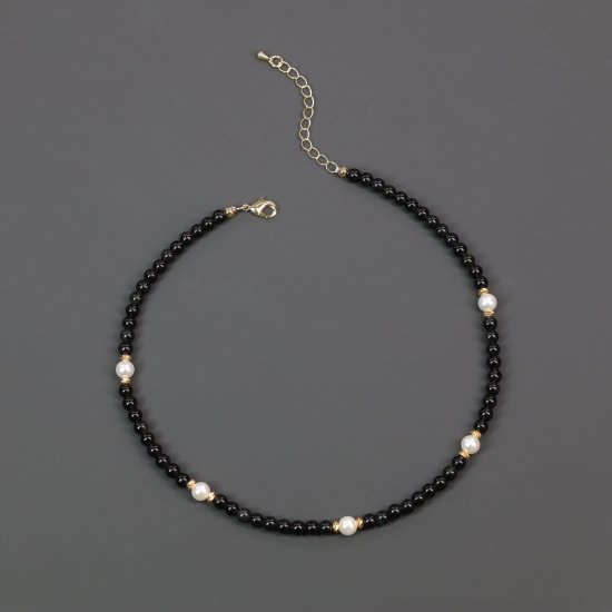 GAVU Collana Di Perle Di Conchiglia E Lapislazzuli - Pietre Naturali Donna 40+5 Cm Con Scatola Regalo