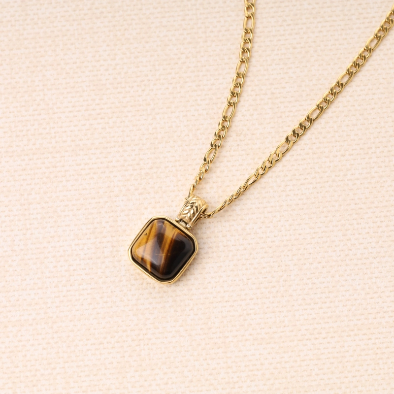 Collana Rosario Lunga Multifilo con Ciondolo Cuore e Pietre Naturali d